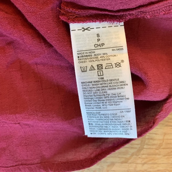 GAP Red Velvet Bib Split Neck Blouse - Picture 6 of 6